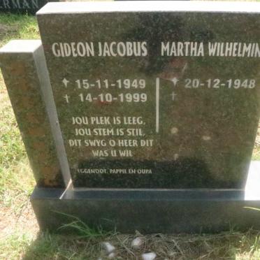 ? Gideon Jacobus 1949-1999 &amp; Martha Wilhemina 1948-