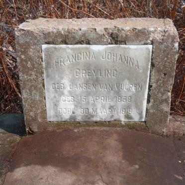 GREYLING Francina Johanna nee JANSEN VAN VUUREN 1858-1919