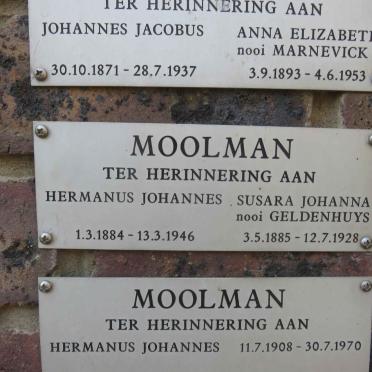 MOOLMAN Hermanus Johannes 1884-1946 &amp; Susara Johanna GELDENHUYS 1885-1928
