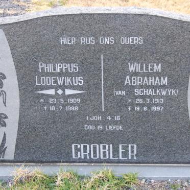 GROBLER Philippus Lodewikus 1909-1988 &amp; Willem Abraham van SCHALKWYK 1913-1997