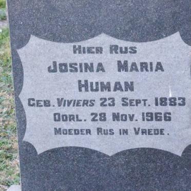 HUMAN Josina Maria nee VIVIERS 1883-1966