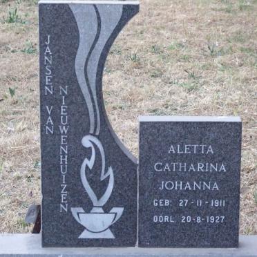 NIEUWENHUIZEN Aletta Catharina Johanna, Jansen van 1911-1927