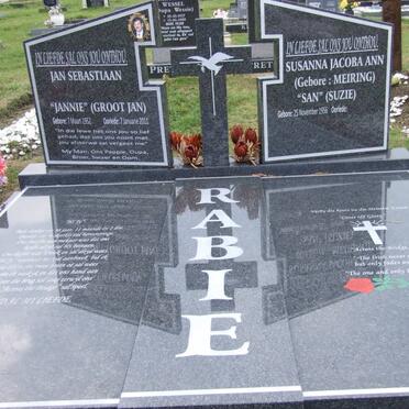 RABIE Jan Sebastiaan 1952-2011 &amp; Susanna Jacoba Ann MEIRING 1956-
