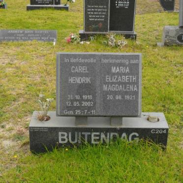 BUITENDAG Carel Hendrik 1918-2002 &amp; Maria Elizabeth Magdalena 1921-