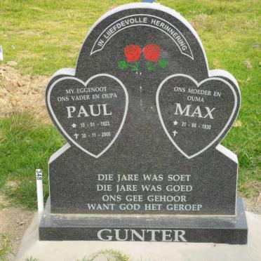 GUNTER Paul 1923-2008 &amp; Max 1930-
