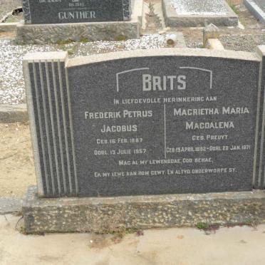 BRITS Frederik Petrus Jacobus 1887-1957 &amp; Magrietha Maria Magdalena PREUYT 1892-1971