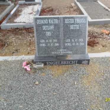 ENGELBRECHT Desmond Walter Detloff 1931-2006 &amp; Hester Johanna 1928-2004