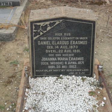ERASMUS Daniel Elardus 1870-1931 &amp; Johanna Maria MOODIE 1871-1962