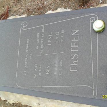 EKSTEEN Ben 1915-2005 &amp; Lenie 1920-1985