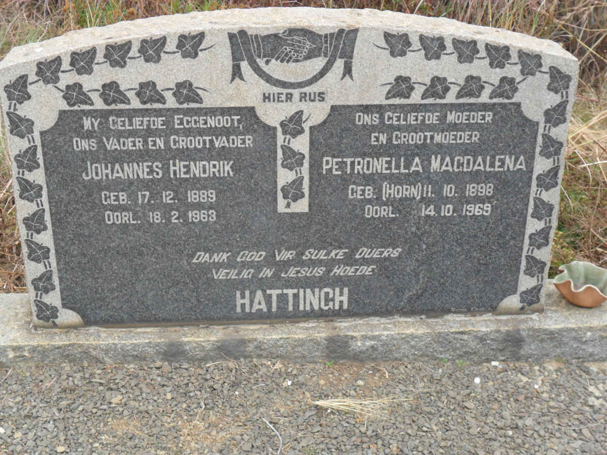 HATTINGH Johannes Hendrik 1889-1963 & Petronella Magdalena HORN 1898-1969