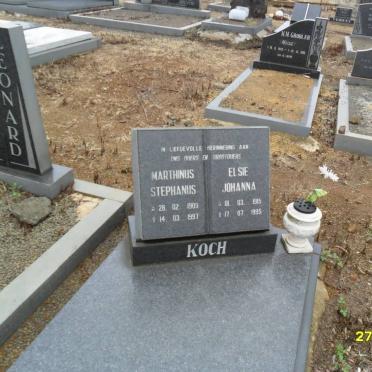 KOCH Marthinus Stephanus 1909-1997 &amp; Elsie Johanna 1915-1995