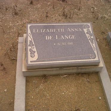 LANGE Elizabeth Anna, de 1910-