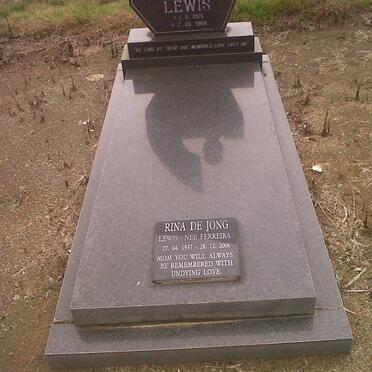 LEWIS Victor James 1926-1988 &amp; Rina De Jong FERREIRA 1937-2006 