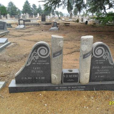 MERWE Gert Petrus, v.d. 1922-1981 &amp; Anna Johanna Susanna GROENEWALD 1927-