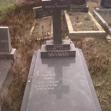 SNYMAN Johan 1929-1975 :: TAIT Jeanne-Marié nee SNYMAN 1960-2003