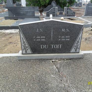 TOIT J.S., du 1898-1980 &amp; M.S. 1902-1990
