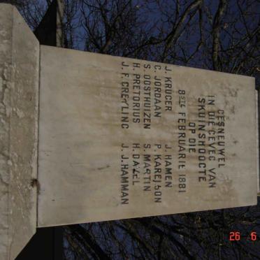 Casualties at Skuinshoogte on 8 February 1881