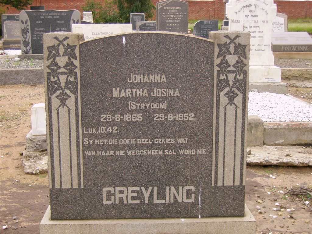 GREYLING Johanna Martha Josina nee STRYDOM 1865-1952