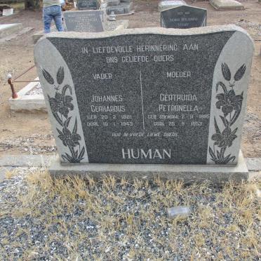 HUMAN Johannes Gerhardus 1881-1943 &amp; Gertruida Petronella ODENDAAL 1885-1953