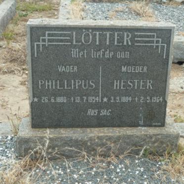 LÖTTER Phillipus 1880-1954 &amp; Hester 1884-1964