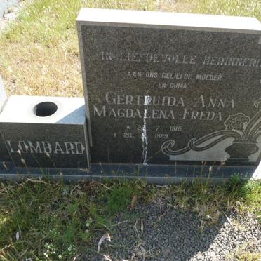 LOMBARD Johannes Reinhardt 1914-1987 &amp; Gertruida Anna Magdalena Freda 1915-1989