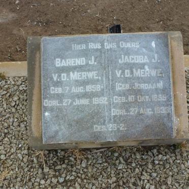 MERWE Barend J., v.d. 1858-1952 & Jacoba J. JORDAAN 1855-1933