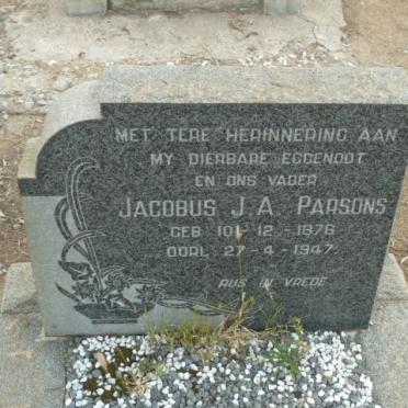 PARSONS Jacobus J.A. 1876-1947