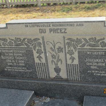 PREEZ Barend Daniel, du 1906-1960 &amp; Johanna Clasina VILJOEN 1910-