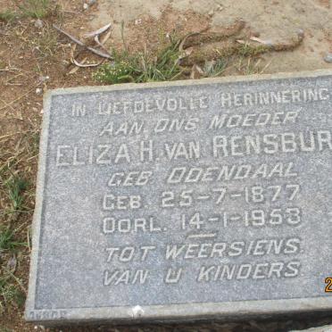 RENSBURG Eliza H., van nee ODENDAAL 1877-1953