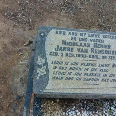 RENSBURG Nicolaas Renier, Janse van 1890-1937