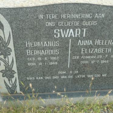 SWART Hermanus Bernardus 1867-1949 & Anna Helena Elizabeth FERREIRA 1872-1946