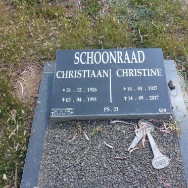 SCHOONRAAD Christiaan 1926-1991 & Christine 1927-2017