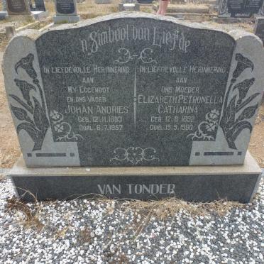 TONDER Johan Andries, van 1883-1957 & Elizabeth Petronella Catharina 1892-1960