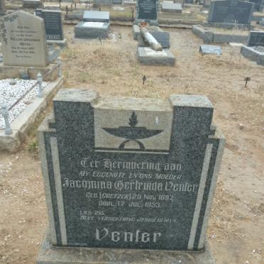 VENTER Jacomina Gertruida nee COETZER 1897-1953