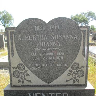 VENTER Albertha Susanna Johanna nee VAN RENSBURG 1920-1979