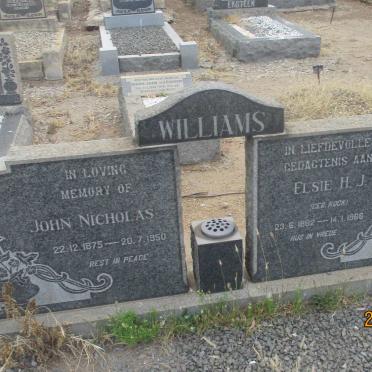 WILLIAMS John Nicholas 1875-1950 & Elsie H.J. KOCK 1882-1966