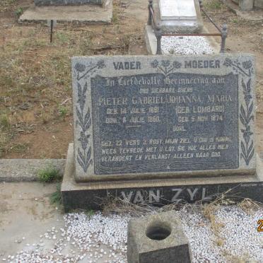 ZYL Pieter Gabriel, van 1881-1950 & Johanna Maria LOMBARD 1874-