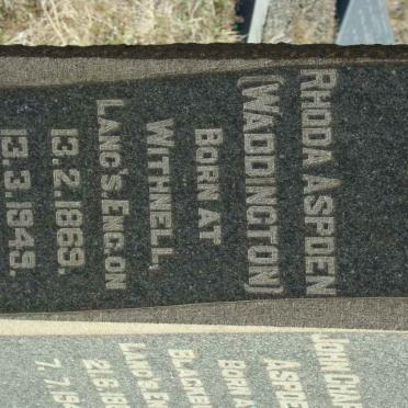 ASPDEN Rhoda nee WADDINGTON 1869-1949