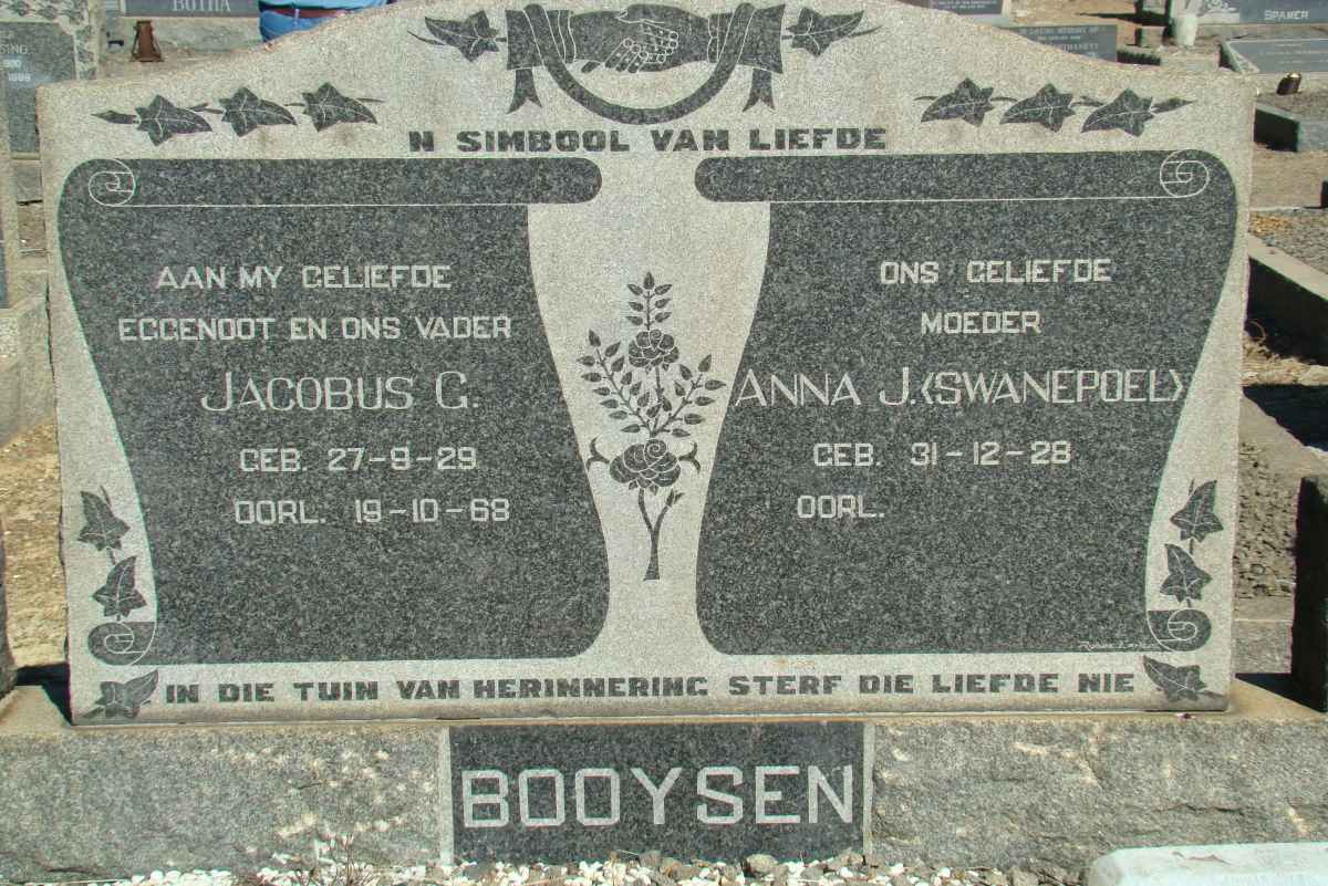BOOYSEN Jacobus G. 1929-1968 & Anna J. SWANEPOEL 1928-