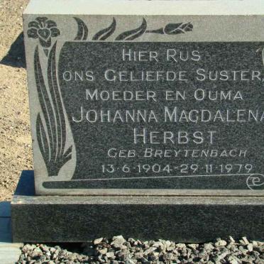 HERBST Johanna Magdalena nee BREYTENBACH 1904-1979