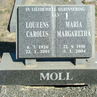 MOLL Lourens Carolus 1926-2001 &amp; Maria Margaretha 1930-2004