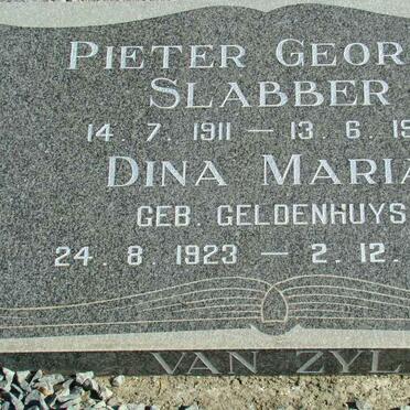 ZYL Pieter George Slabber, van 1911-1995 &amp; Dina Maria GELDENHUYS 1923-2008