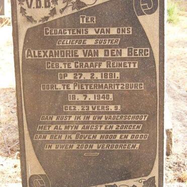 BERG Alexandrie, van den 1881-1940