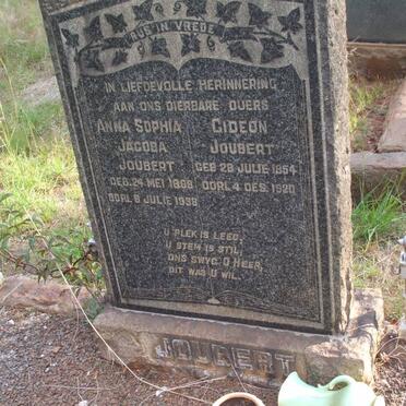 JOUBERT Gideon 1854-1920 &amp; Anna Sophia Jacoba 1868-1938