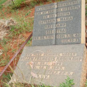 KROUKAMP Willem Francois 1876-1943 &amp; Catharina Maria  BOTHA 1875-1942