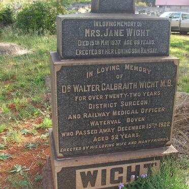 WIGHT Walter Galbraith -1922 &amp; Jane WIGHT -1937