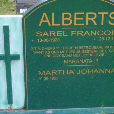 ALBERTS Sarel Francois 1920-1997 &amp; Martha Johanna 1922-
