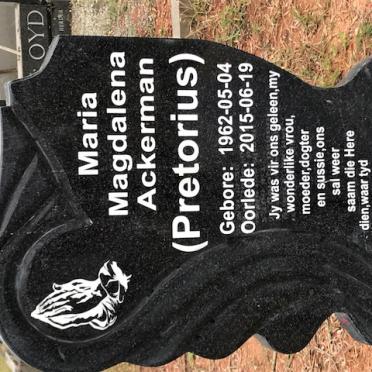 ACKERMAN Maria Magdalena nee PRETORIUS 1962-2015