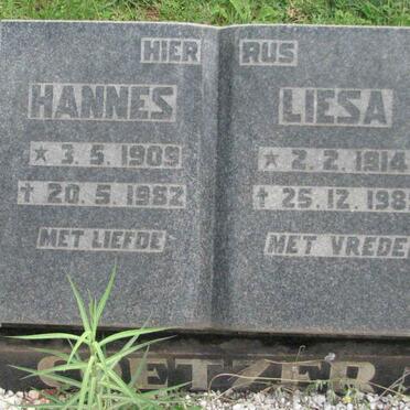 COETZER Hannes 1909-1982 &amp; Liesa 1914-1989