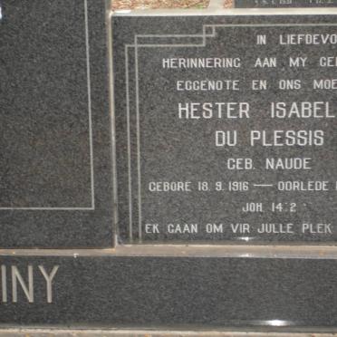 DUMINY Hester Isabella previously DU PLESSIS nee NAUDE 1916-1978